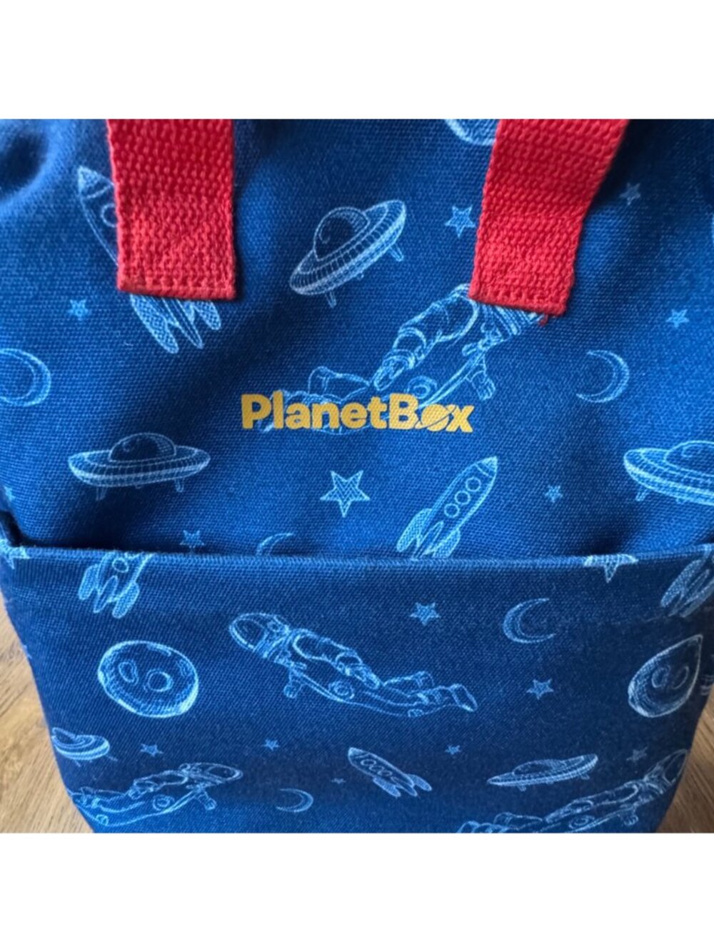 PLANETBOX Space Lunch Tote Bag Kids Backpack Blue Red Rockets Moon Planet Box - Picture 3 of 8